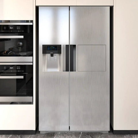 Metallic Silver Peel And Stick Contact Paper For Appliances And Kitchen Surfaces on modern refrigerator doors