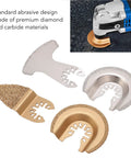 4 Piece Oscillating Saw Blades Multi Tool Kit With Semi Circle Finger Segment Blades High Grit Carbide Quick Release