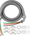 8ft Liquid Tight Conduit Kit With 1/2 Inch Pre-Wired Electrical Whip, 3x10AWG THHN Copper Wires, Bare Wire Ends, 90 Degree And Straight Connectors