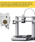 Heavy Duty Bambu Lab A1 And A1 Mini Extruder Unit Replacement featuring hardened steel gears and filament cutter with motor.