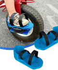 Child on tricycle with Bike Pedal Stabilizers For Children Tricycle Pedal Supports Kid-Friendly Easy Install And Removal Non Slip Foot Plate