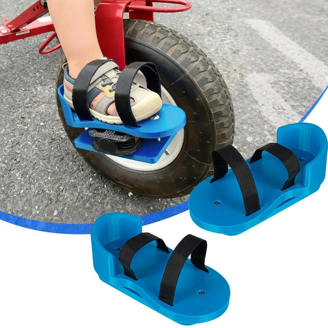 Child on tricycle with Bike Pedal Stabilizers For Children Tricycle Pedal Supports Kid-Friendly Easy Install And Removal Non Slip Foot Plate