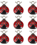 Must Have Enamel Ladybug Pendant Set 10 Pieces Zinc Alloy Charms With Red And Black Enamel 18.5x12.5mm Jewelry Making Supplies