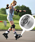Woman rollerblading with 693ZZ Ball Bearings 30 Pack Your Go To Small Shielded Bearings 3x8x4mm for bike hubs and skateboards highlighted.