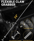 Two Pack Pickup Tool Set With 25 Lb Telescoping Magnet Grabber Pocket Clip And 24 Inch Flexible Claw Reacher For Multipurpose Picking