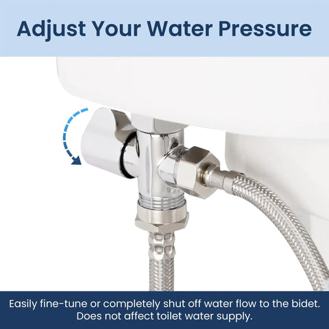 7/8 Inch By 7/8 Inch By 1/2 Inch Shut Off T Adapter For Bidet Water Supply With Winged Chrome Finish Fits NEO Series Attachments