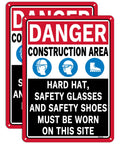 2 Pack Danger Construction Area PPE Must Be Worn Signs 14 Inch By 10 Inch Rust Free Aluminum Outdoor Ready To Install