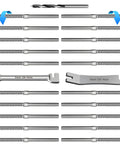 Deck Cable Railing Kit With Right And Left Handed Swage Lag Screws For Wood Posts One Eighth Inch Stainless Steel T316 Marine Grade Rustproof DIY Baluster Rail Hardware Wrench Included showing components and tools.