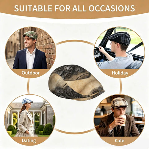 Cool Custom Fit All Over Print Newsboy Cap With Adjustable Twill Buckle And Soft Sweatband For Ultimate Sun Shield Style That Keeps You Dry In Any Weather, suitable for outdoor, holiday, dating, and cafe occasions.