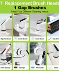 7 replacement brush heads for Badass Cordless Electric Spin Scrubber with adjustable speeds for versatile cleaning needs.