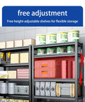 Killer 5 Tier Steel Storage Shelving Unit With Adjustable Metal Racks For Garage Warehouse And Basement Setup showing adjustable shelves and storage items.