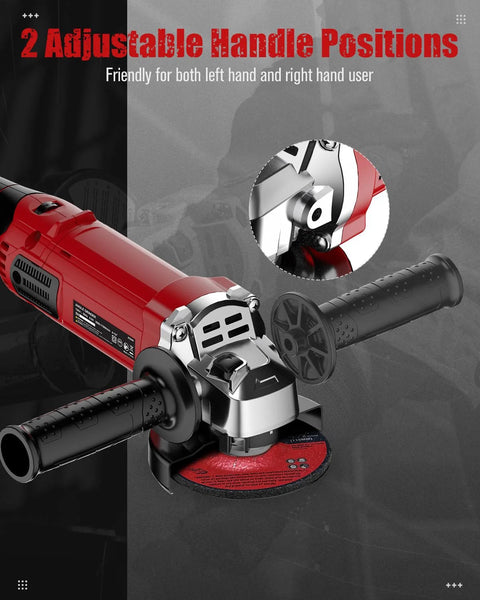 AVID POWER angle grinder, red 4-1/2 in disc, 11,500 RPM, side handle