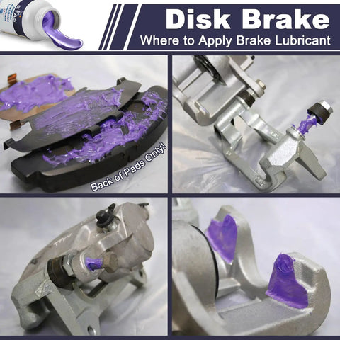 Application of Silicone Brake Grease Lubricant For Calipers Pad Pins And Parts With Brush Synthetic Ceramic Formula on brake components
