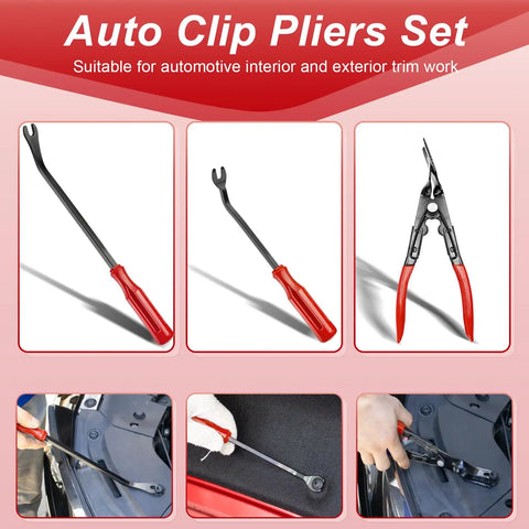 Auto clip pliers set from the 19 Piece Car Trim Removal Tool Kit With Clip Pliers And Fastener Remover Set For Door Panels Audio Dash Window And Upholstery