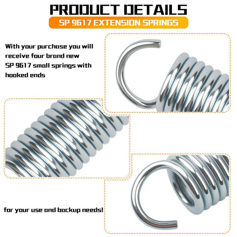 Close-up of 4-Pack 9617 Extension Springs With Hook Ends, Compact 2.64 In By 0.75 In By 0.6 In Size, for small projects and DIY.