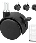 Quick Fix Snap Replace Casters For Sterilite 3 Drawer Cart with smooth black wheels for easy installation and dual swivel rollers.