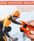 Worker using Solar Panel Connector Wrench Kit For MC4 Cables 1000V To 1500V Wrench Easy Assembly And Disassembly Crimp Tool
