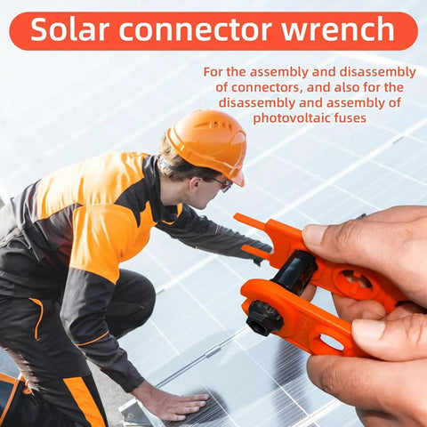Worker using Solar Panel Connector Wrench Kit For MC4 Cables 1000V To 1500V Wrench Easy Assembly And Disassembly Crimp Tool