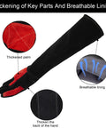 Long Welding Gloves 23.6 Inch Heat Resistant Leather With Kevlar, showing thickened palm and breathable lining.