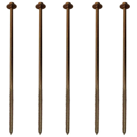 Bulletproof Extra Long Structural Lag Screws For Heavy Duty Construction And Outdoor Landscaping Projects With Yellow Zinc Coating on display.
