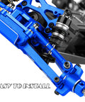 Aluminum Suspension Arms, Caster Blocks, Steering Blocks, Rear Stub Axle Carriers And Suspension Mount Upgrade Kit in navy blue CNC for 1/24 Micro B 2S RC