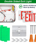 Go-To Red Green LED Exit Sign Light with Battery Backup Emergency Lighting components and installation kit