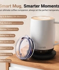 No App Hassle Self Heating Coffee Mug With Precise Temperature Control, 14 Oz Travel Cup with ceramic lining and auto shut off.