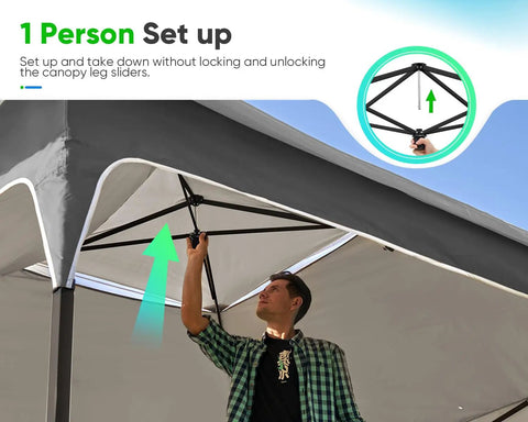 12x12 Pop Up Gazebo Canopy Tent One Person Setup Easy Portable Instant Folding Shelter With UV50 Protection installation scene