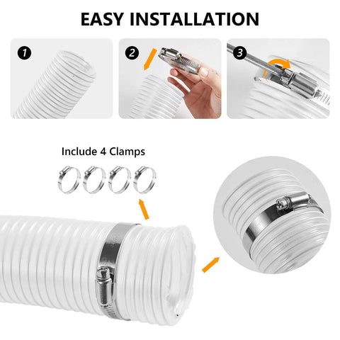 2.5 Inch By 10 Ft PVC Clear Dust Collection Hose Puncture Resistant Fume Hose With Four Stainless Steel Clamps installation steps