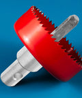 Red heavy duty power drill adapter for earth augers and garden gear with four slot shank, ideal for garden and construction projects.