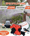 High Pressure 12V DC RV Water Diaphragm Pump With Smart Pressure Switch Delivers 5.5 GPM At 70 PSI Self Priming Wash Down