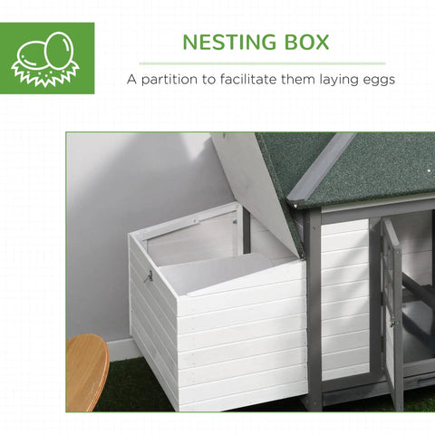 77 Inch Wooden Chicken Coop With Nesting Box And Removable Tray Outdoor Hen House With Ramp Run And Ventilated Window Gray