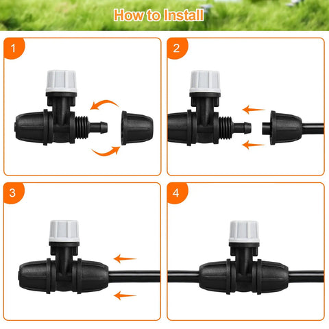 Installation steps for Upgraded Locked Micro Spray Irrigation Drippers 25 Pieces Kit with 3 Way Atomizing Nozzles for 1/4 Inch Tubing