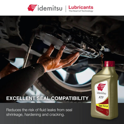 Car mechanic using ATF Type TLS LV WS Automatic Transmission Fluid For Toyota Lexus Scion One Quart under vehicle for seal compatibility