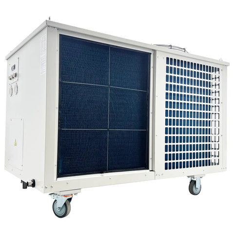Heavy Duty Industrial Air Conditioner 51100 BTU Portable Spot Cooler Serious Cooling Muscle with grilles and wheels.
