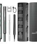 Mini Electric Screwdriver Cordless 78 In 1 Set with 72 S2 Bits and tools for precision repair.