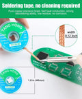 Desoldering Wick Braid 10 Ft No Clean Desoldering Tool shown with precision PCB application and dimensions.