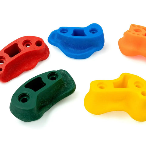 Colorful grips from 25 Pack Rock Climbing Holds Kit with Multi Color Grips and Mounting Hardware