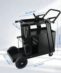 Heavy Duty Welder Cart With 2 Tier 4 Drawer Storage, 265 Lbs Load Capacity, 360 Degree Swivel Wheels in black metal