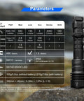 Beast Bright 2000 Lumen Tactical Flashlight With Rechargeable Power, detailed specs and features on rocky surface