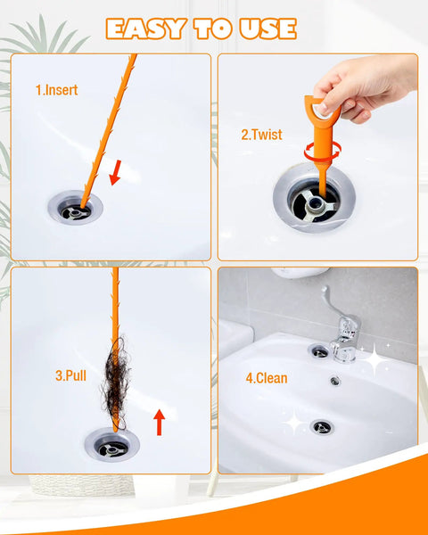 Six Pack 25 Inch Sink Drain Snake Tool Set For Quick Unclogging Hair Clog Remover Plumbers Snake Drain Cleaner Sticks for sink drain use