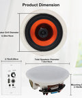 6.5 Inch Bluetooth In Wall Ceiling Speakers With 600W 2 Way Flush Mount System And Built In Wall Amplifier Receiver dimensions