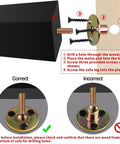 Installation guide for Eight Piece Set Of Solid Wood Square Sofa Legs 6 Inch Replacement Feet with screws and metal plate.
