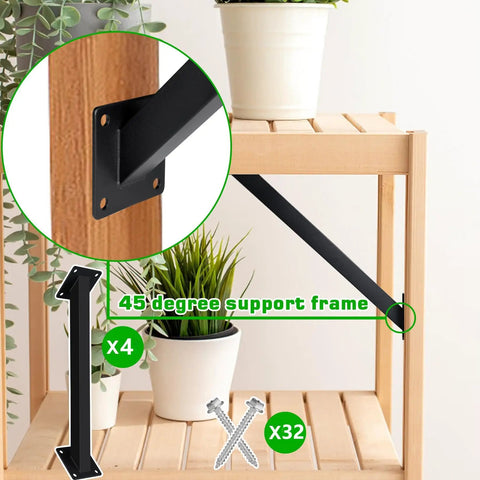 4 Piece 45 Degree Angle Support Bracket Kit For Pergola Inside Mount Corner Brace Black Heavy Duty Wood Support For Terrace Cabin Elevated Deck No Cutting Required Easy Install