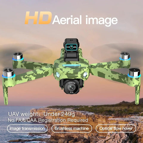 4K GPS Drone With Camera For Adults Obstacle Avoidance 5G FPV Transmission Brushless Motor Includes 3 Batteries And Screen Remote Controller In Army Green flying over cliffs