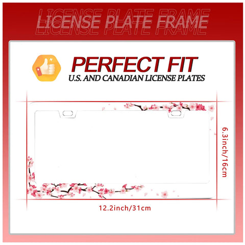 Totally Custom Cherry Blossom License Plate Frame in Stainless Steel With Floral Design for Car Decor Front or Rear Mount