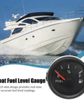 52mm Boat Fuel Level Gauge 9 to 32V DC Marine Gas Tank Meter with 73-10 Ohm Sensor, Clear Night Light Display, Yacht View