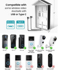 Solar Charger For Video Doorbells And Cameras Keeps Your Doorbell Charged With Solar Power Waterproof Universal Micro USB And Type C Compatibility Works With 2nd Gen Video Doorbell And All Battery Powered Cameras, showcasing compatibility