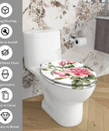 Elongated Resin Toilet Seat for Bathroom with floral design, fits most toilets, easy to clean and install.