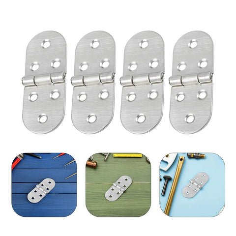 Beefy Stainless Steel Folding Table Hinge 180 Degree Swing 4 Pack for Computer Desks and Furniture Hardware, flush design